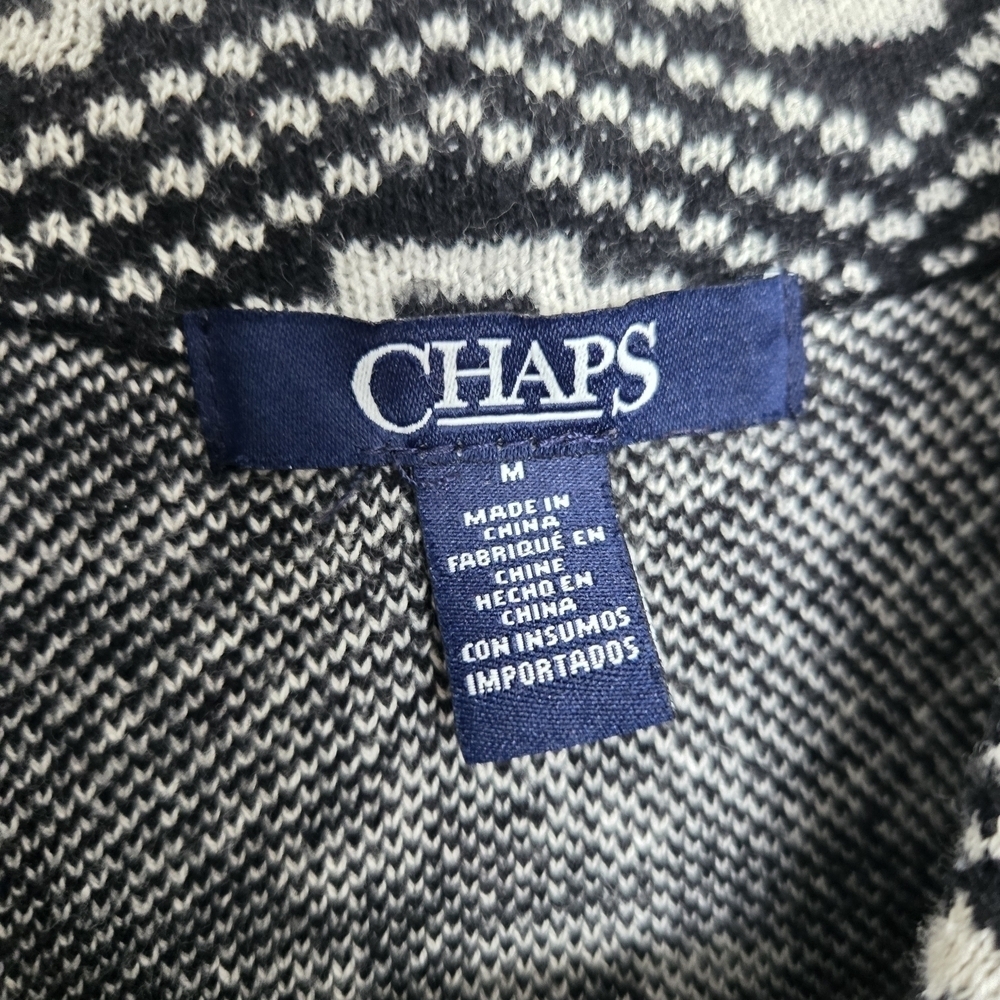 Chaps Black and White Aztec Western 100% Cotton Statement Vest Medium - Picture 3 of 5